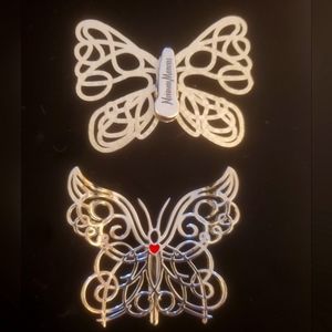 2pc Vintage Neiman Marcus Silver Butterfly Clips.